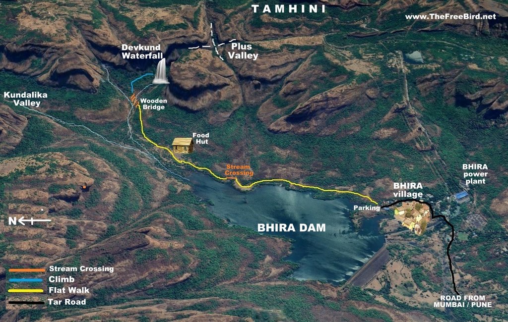 Devkund waterfall trek route map