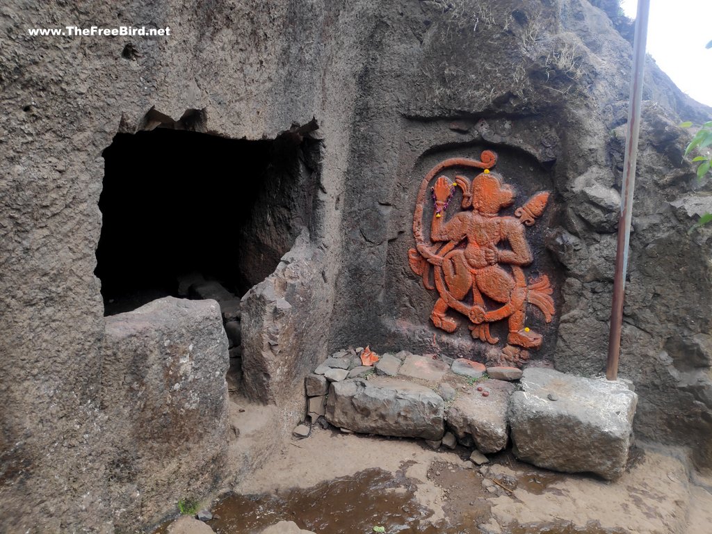 Hanuman idol carving at Visapur fort