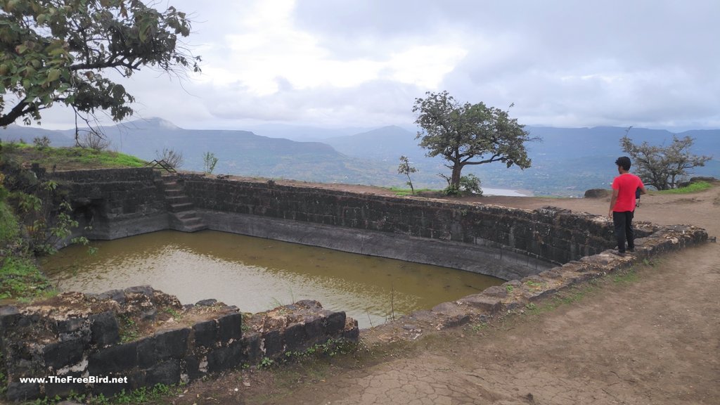 Huge water tank at Tikona fort