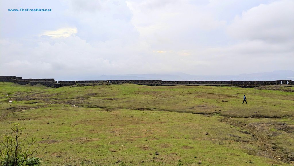 huge plateau near great fortification wall at Visapur fort