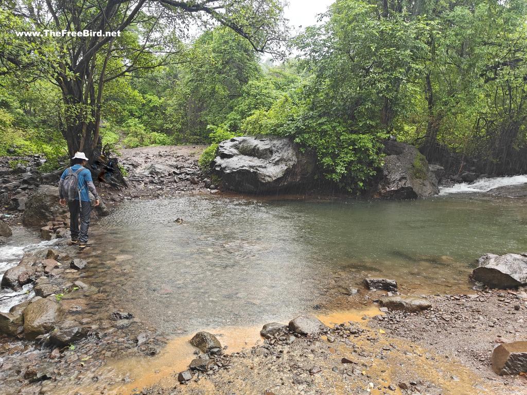 stream River crossing to reach Kalu waterfall via God valley trek