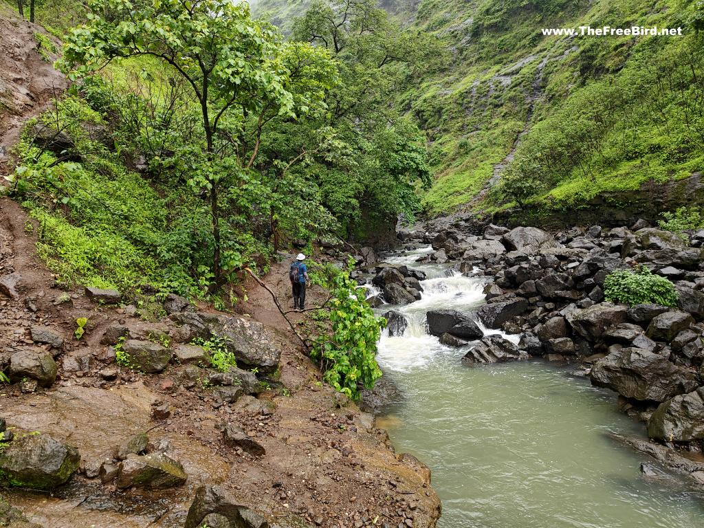 When Kalu river has less water we can reach the bottom of Kalu waterfall by walking on the banks