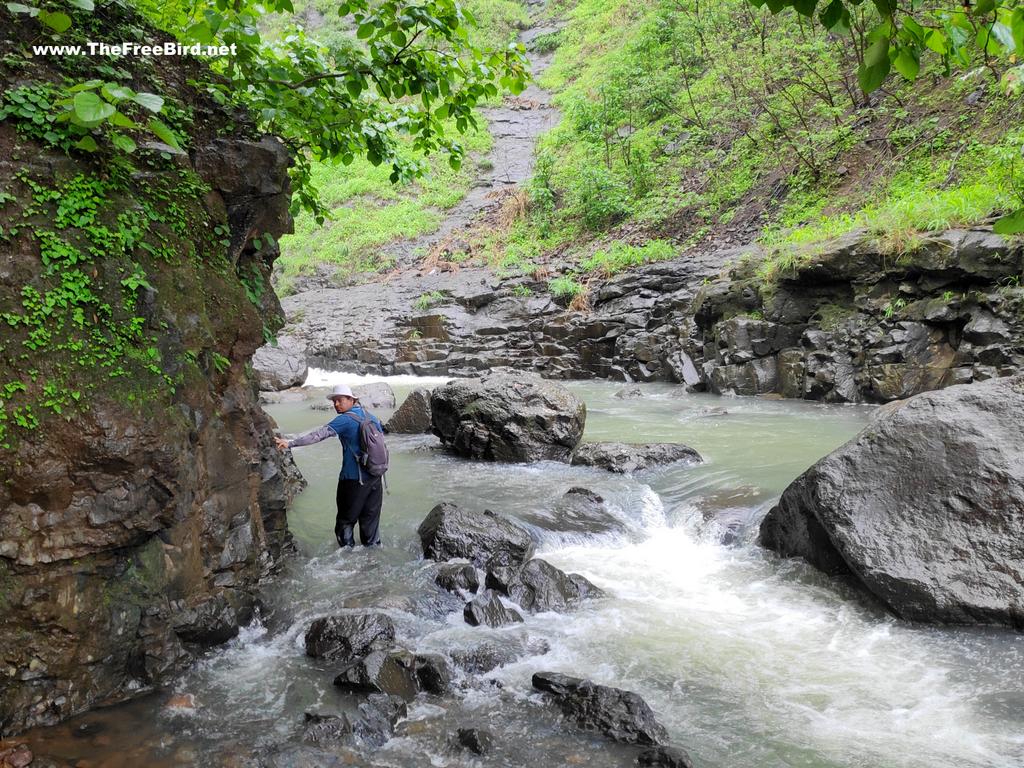 When Kalu river has less water we can reach the bottom of Kalu waterfall by walking on the banks through knee high water