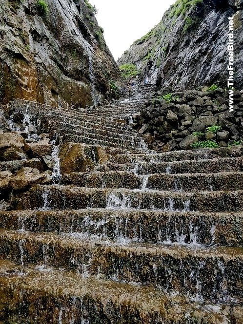 Anjaneri fort stairs monsoon