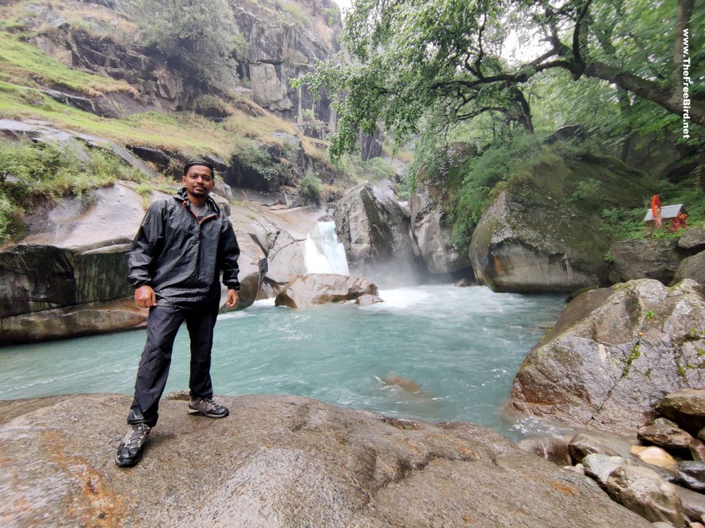 Rolla Hippo waterfall GHNP gate trek great himalayan national park treks from Gushaini Tirthan valley