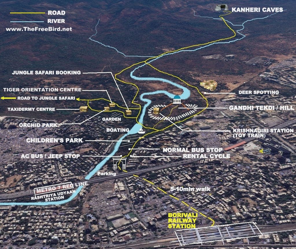 Map for Sanjay gandhi national park Borivali Mumbai & Kanheri caves map